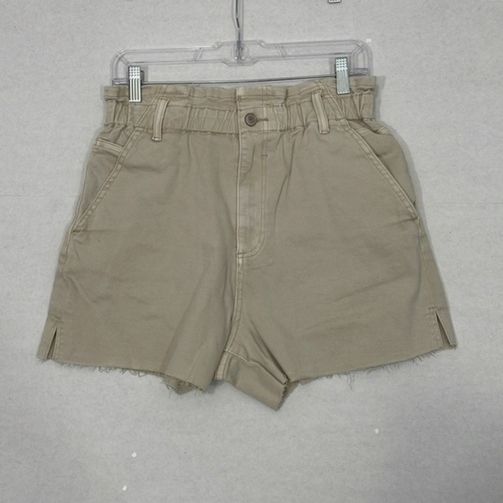 Oat NY Shorts NWT High Rise Paper Bag Elastic Waist, Raw Hem, Cream, Medium